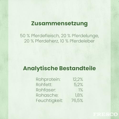 FRESCO Dog Barf Wurst Pferd Pur | Doppelpack 2 x 400g | hoher Fleischanteil 100% | natürliches Ergänzungsfutter für Hunde | Praktische Portionierung & schnittfest