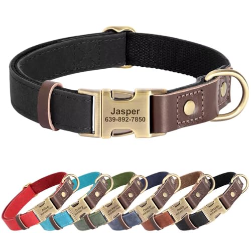 Image of Personalized PU Leather Dog Collars,Quick Release Buckle,Black,XL