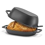 Northriver Casting 5 Qt Oval Cast Iron Dutch Oven for Bread Baking – 12"x8" Pre-Seasoned Combo Cooker with Deep Lid & Shallow Base, Perfect for Sourdough, Artisan Loaves & Family Meals, Oven Safe 500°