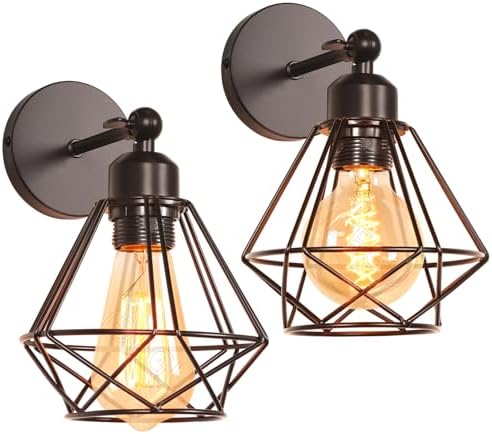 iDEGU Lot de 2 Applique Murale Intérieure Design Cage en Métal 16...