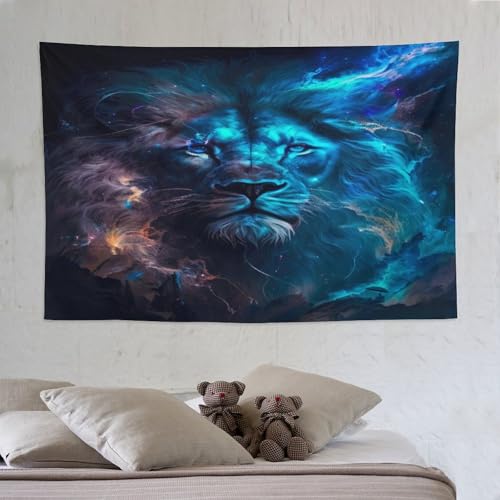 Tapisserie lion tissu mural grand format décoration chambre adulte PAZZK