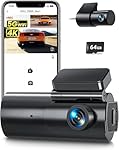 Dash Cam Front and Rear Camera – 4K+1080P Dual Dash Camera for Cars with 64GB SD Card, 5G/2.4GHz WiFi & App Control, Night Vision, Parking Mode, G-Sensor, Loop Recording, WDR, 170° Wide Angle
