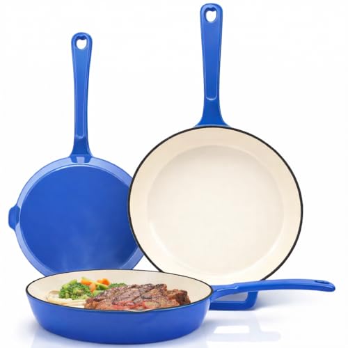 Hisencn 3-Size Ceramic Coated Skillet Set