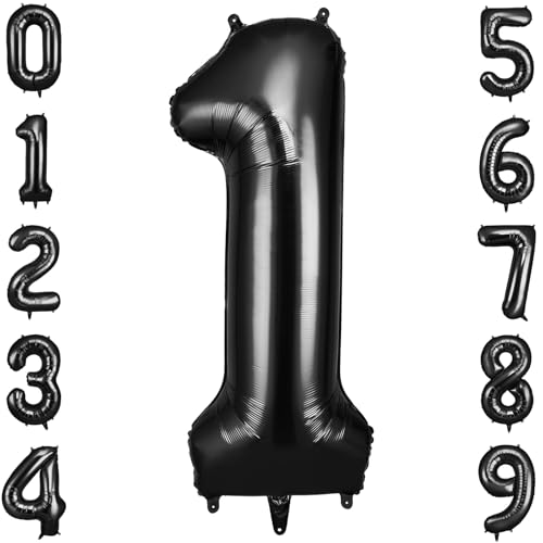 OFFCUP Helium Balloons, 40 Inches Number Balloons 1, Foil Birthday Balloon for Birthday Wedding Party Decorations Celebration Supplies (Black)