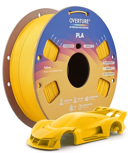 Image of OVERTURE High Speed PLA Filament 1.75mm, Neatly Wound 3D Printer Filament 1kg Spool (2.2lbs) Rapid PLA, Dimensional Accuracy + /- 0.02 mm, Fit Most FDM 3D Printers (Yellow)
