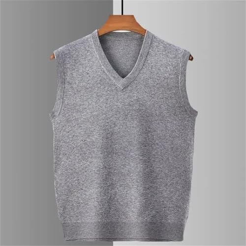 Vsadsau Men Casual Sleeveless Sweaters V-Neck Solid Loose Vest Thicken Pullovers Knitd Tank Tops4