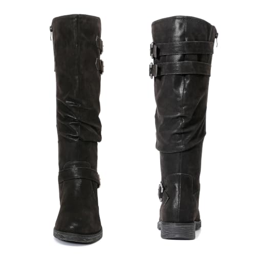 Image of Luoika Women's Extra Wide Calf Knee-High Boots | Wide Width, Round Toe, Plus Size, Slouchy Boots, Low Heel, Winter Boots.