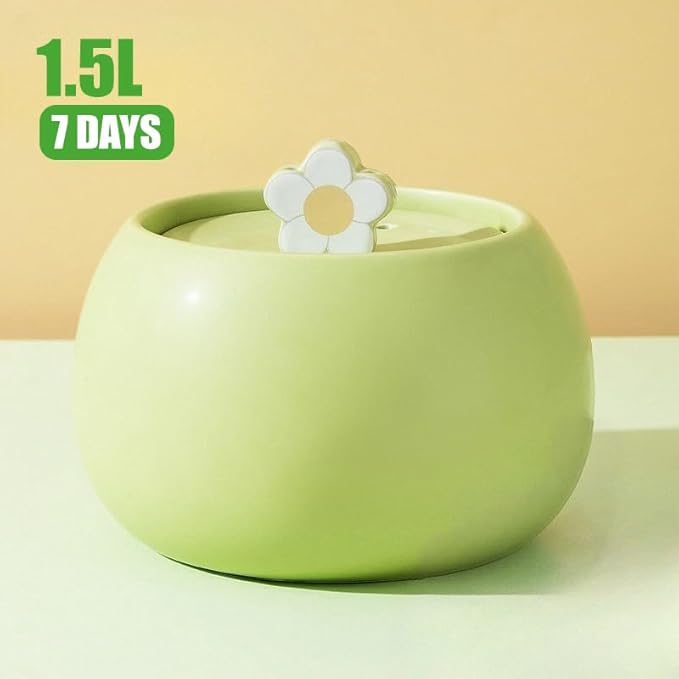 Bebedero automático para gatos de cerámica, 1.5L, color verde miniatura 4