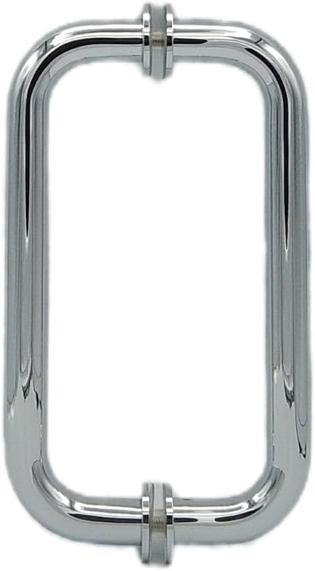 Tubular 8″ Length Back-to-Back Pull Handle, for Shower Door Replacement. for Commercial and Residential Glass Shower Doors 3/8 Inch to 1/2 Inch Thick. Solid Brass Tubing. Heavy Duty with washers