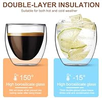 WDKXCN Latte Macchiato Gläser Doppelwandig, Espressotassen Set (6 x 80 ml) mit 6 Löffel, Espresso Gläser Doppelwandig, Espressogläser Set für Latte, Iced Americano, Milch, Bier – Ansicht 6