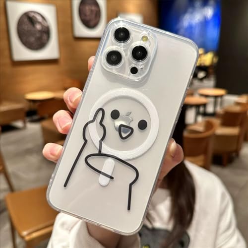 Roemary Capa engraçada para iPhone 17 Pro Max com design MagSafe, carregamento magnético sem fio, transparente, capa de telefone TPU transparente para iPhone 17 Pro Maxs de 6,9 polegadas (homem triste