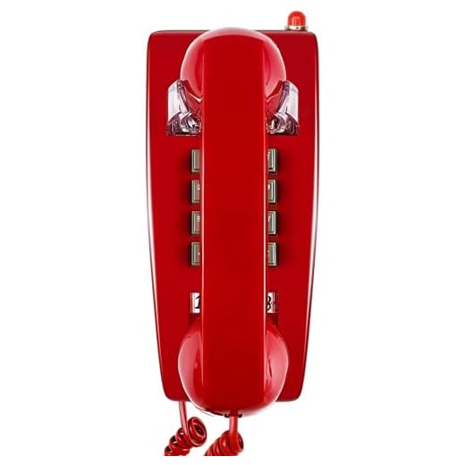 Old Style Retro Wall Phone with Handset Volume Control Landline Corded Telehone Waterproof and Moisture Proof for Home,Hotel,Bathroom,Living Room,School and Office,Red