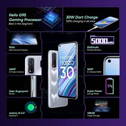 Image of Realme Narzo 30 (Racing Silver, 6GB RAM, 128GB Storage) Without Offers