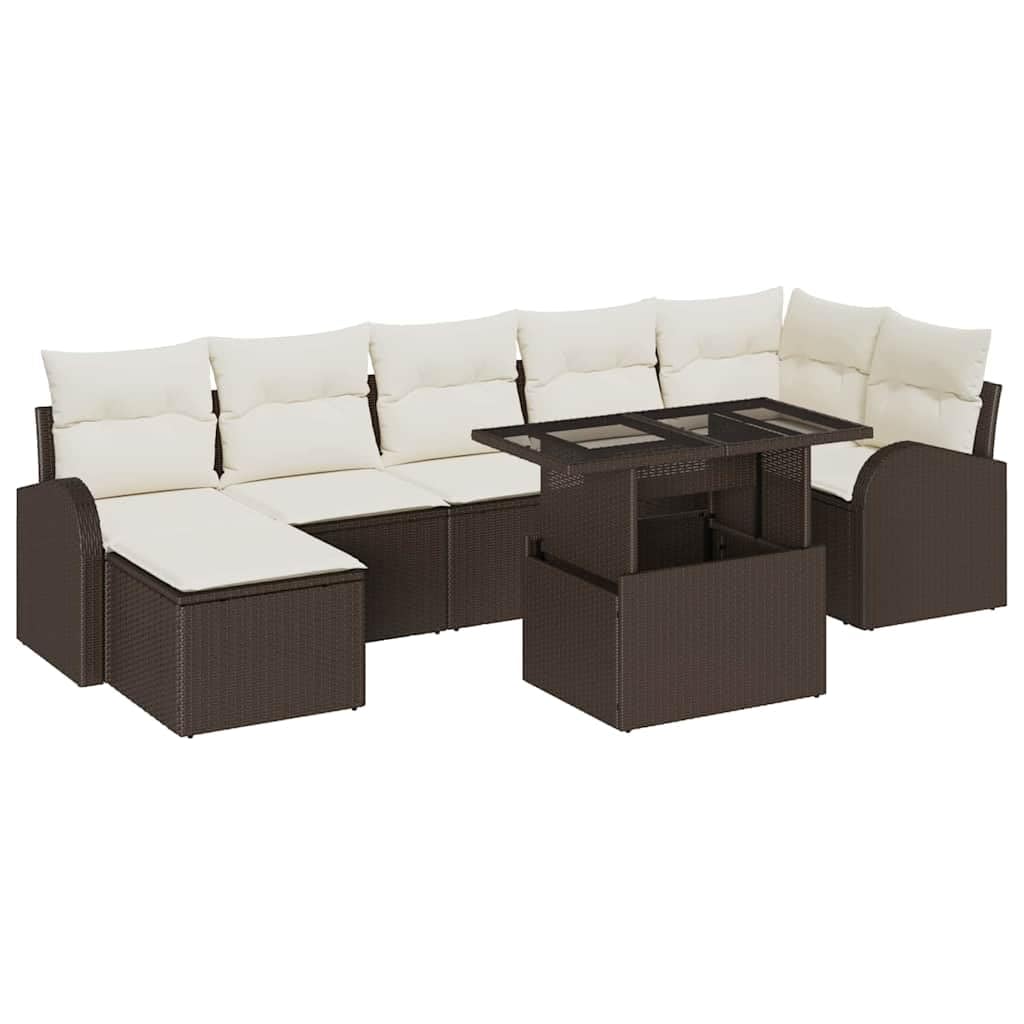 Hothingwell Modułowa sofa ogrodowa 8-częściowa brązowa poli rattan