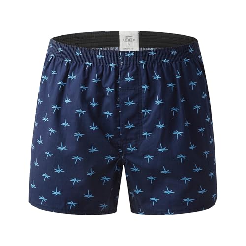 Hialegion Calzoncillos Boxers de Tela con Corte Americano 100% algodón Pantalones de Pijama con Estampado de Rayas y Cuadros Clásico Estilos L