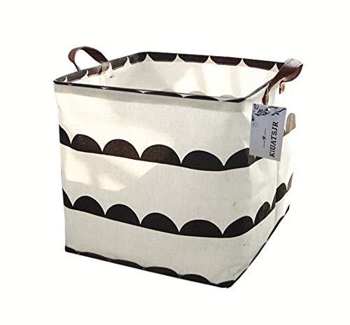 Square Storage Bins Canvas Collapsible Storage Basket with Handles Toy Organizer for Nursery, Kid's Toys, Closet & Laundry, Gift Baskets(Semicircle)