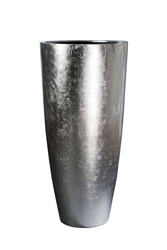 VIVANNO Pflanzkübel Pflanzgefäß Blumenkübel Fiberglas City Silber...