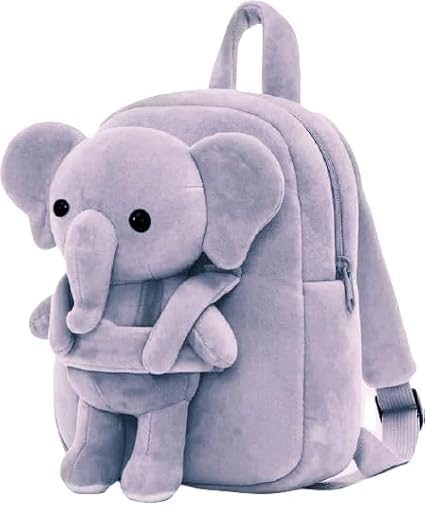 Image of Frantic Soft Cartoon Design Animal Velvet Plush School Backpack Bag For 2 To 5 Years Boys Girls Nursery Preschool Picnic Carry Travelling Bags (2-5 Years)