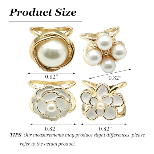 Image of 2 Pcs Scarf Ring Clips for Women Metal Shirt Tightener Cinch Buckle for Silk Scarf Shawl Blouse Sweater T Shirt Clothing Accessories