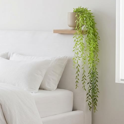 Image of Dekorly 75CM Artificial RainFlow Ivy Hanging Vines (Pack of 4) | Lush Green Cascading Creeper for Home & Balcony Decor (4, Dark Green Tail Vines)
