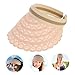 LIFKOME Lightweight Lace Sun Hat for Women Big Brim Empty Design for Summer Beach UV Protective Cotton Yarn Material Japanese Style Fashionable Outdoor Headwear Adjustable Size Pink