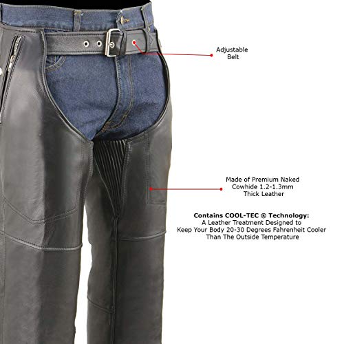 Image of Milwaukee Leather Men's Thermal Lined Premium Leather Motorcycle Bikers Riders Chaps