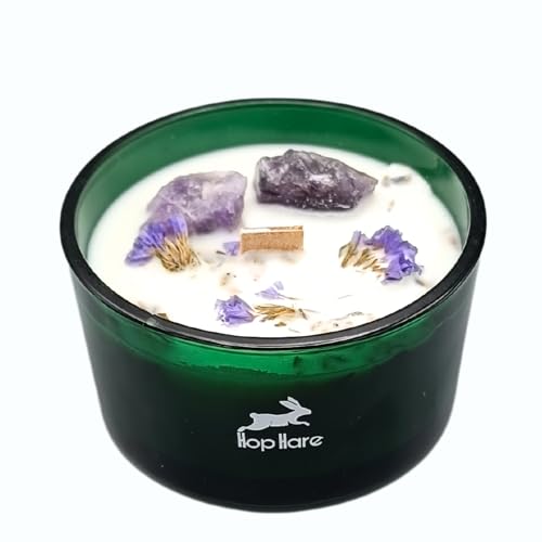 Vela Mágica con Flores y Gemas Hop Hare - Vela Cera de Soja hecha a mano - 8,8x5cm (La Luna)