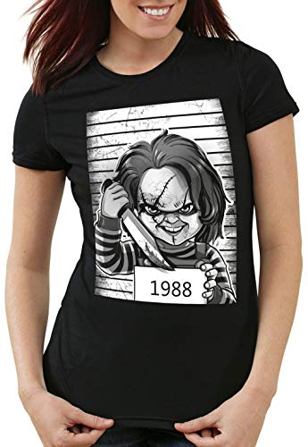 style3 Chucky 1988 Camiseta para Mujer T-Shirt Halloween Horror muñeco, Talla:S