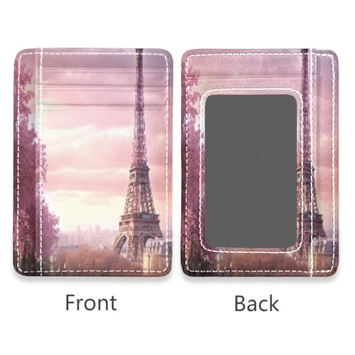 Romantic Paris Eiffel Tower Card Holder Slim Front Pocket Wallet Minimalist RFID Blocking Credit Card Case for Women Men2