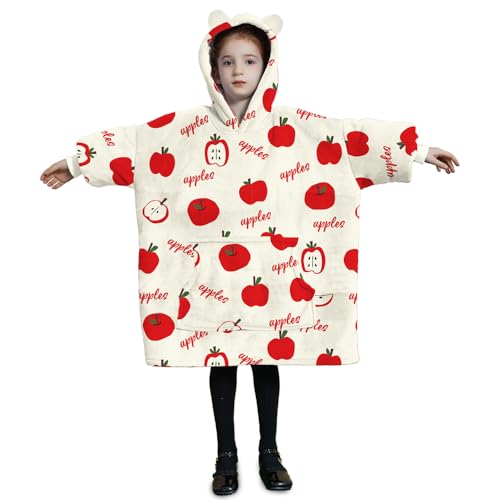 THREE POODLE Wearable Blanket Hoodie for Kids, Oversized Sherpa Sweatshirt Blanket with Giant Hood, Warm Cozy Hooded Blanket, Cute Gifts for Kids Girls Boys