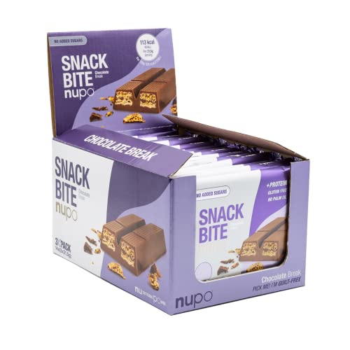 NUPO Snack Bite - Chocolate Break I Gaufrettes croustillantes fourrées à la crème de cacao I En-cas sain I 14 x 3 x 21,5g I Sans sucre ajouté I Riche en protéines I Sans gluten I Sans huile de palme Cover