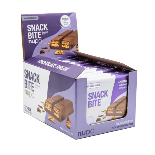 NUPO Snack Bite – Chocolate Break I Knusprige Waffel-Sticks aus Schokolade I Gesunder Snack I 14 x 3 x 21,5g I 113 kcal pro Portion I Ohne Zuckerzusatz I Reich an Protein I Glutenfrei I Ohne Palmöl