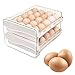 XIAOYAYA Cassettiera Porta Uova | Scatola portauova per cassetti | Contenitore per Uova a 20 cassetti a griglia, Dispenser per Uova da Frigorifero per Cucina, Singolo, Doppio Strato