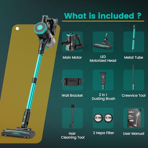 Image of Zefiro Cordless Vacuum Cleaner, 580W 55kPa Stick Vacuum for Home