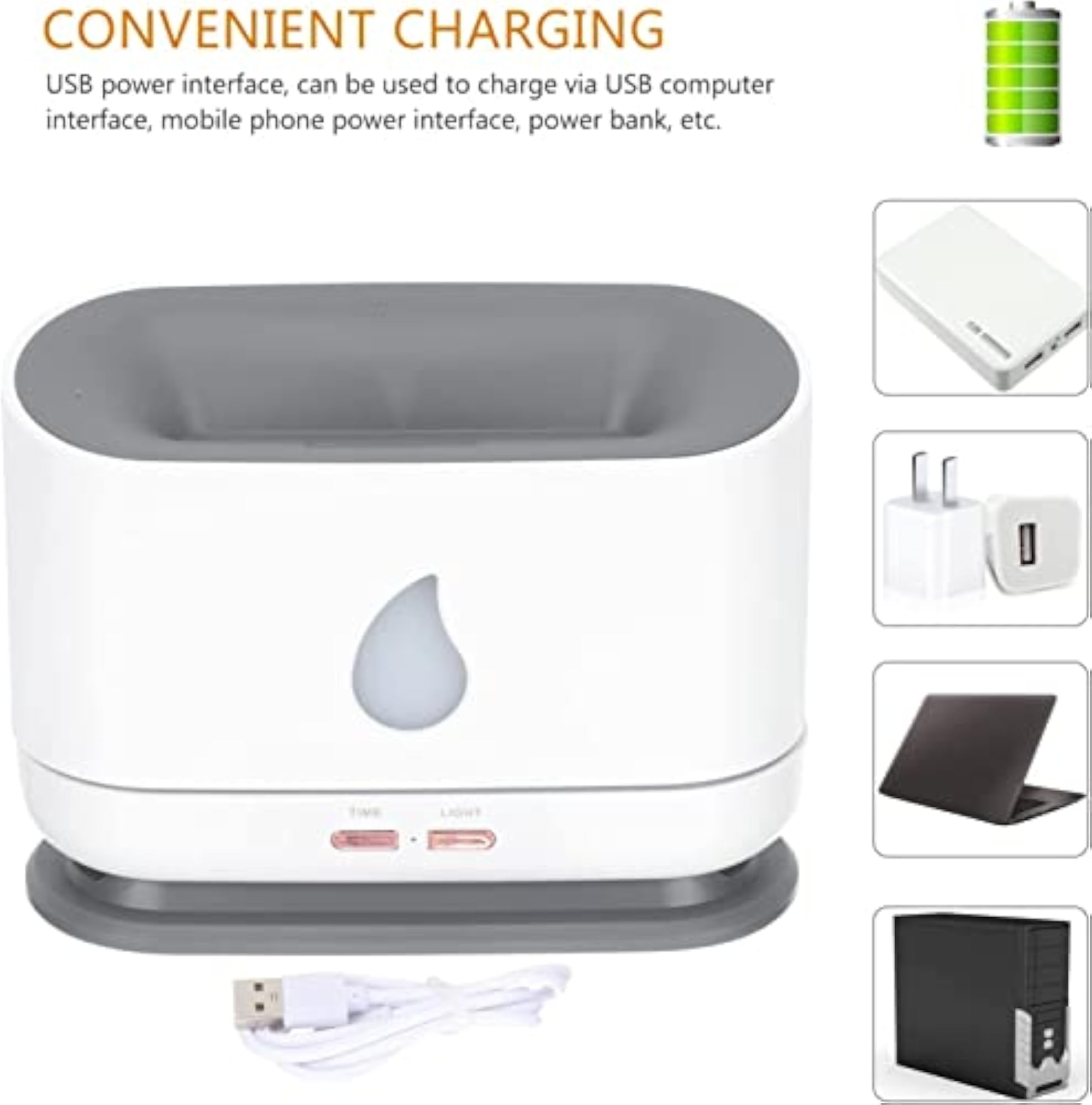 Flame Diffuser Humidifier, Aromatherapy Night Light, Portable