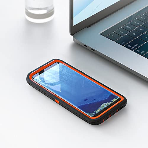 Image of Case for Galaxy S8 Plus, Heavy-Duty Tough Rugged Shockproof Drop Protective Cover Cases for Samsung Galaxy S8 Plus, Black+Orange