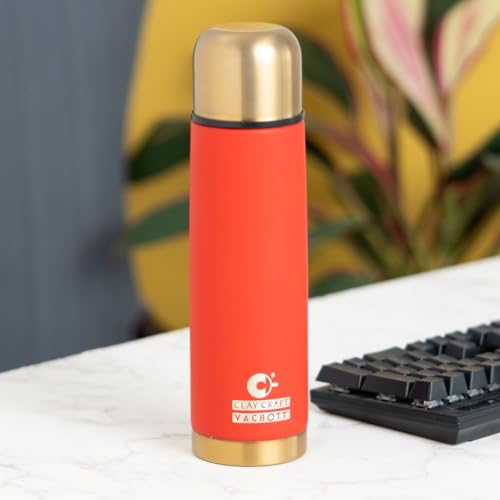 Image of CLAY CRAFT VACBOTT Terra Royal Double Walled|18 Hours Hot and 24 Hours Cold Vacuum Insulated|Thermosteel|Flask Bottle 1000 ml|Steel Bottles for Travelling|BPA-Free|BIS Certified|1Year Limited Warranty