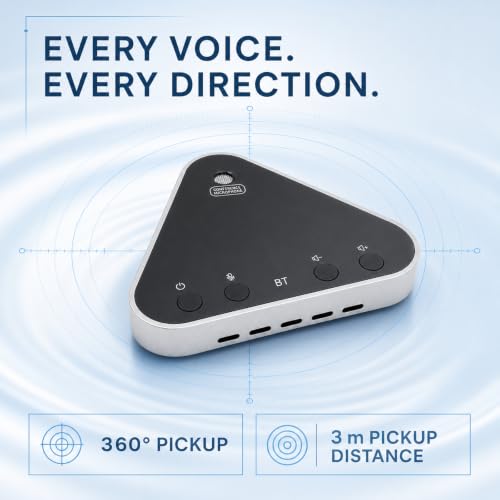 Image of Bluetooth Conference Speaker and Microphone, Bluetooth Speakerphone for Small Meeting Room，Wireless Conference Speaker 360Voice Pick up with Noise Cancellation Mics for Computer /Laptop