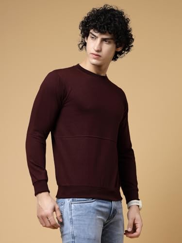 Image of Rigo Terry Solid Printed Winter Wear Sweatshirt for Men | Round Neck Sweatshirt for Men | Full Sleeves Sweatshirt for Men