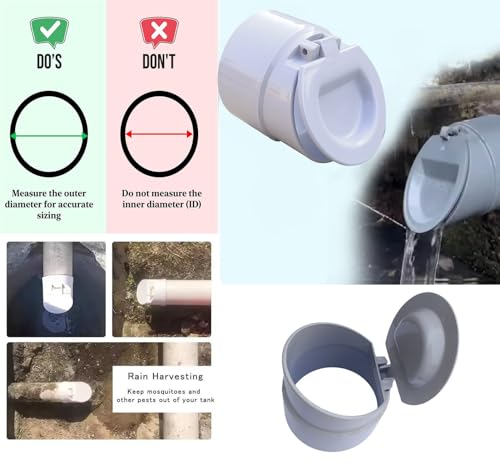 Image of ESEKSAFAR PVC Backflow Valve, Anti Rats Cockroaches, Snakes Backflow Strainer [Drain Cap /PVC Drain Cover /Hose Non Return Water Valve (Please measure pipe size) (2, 160mm)