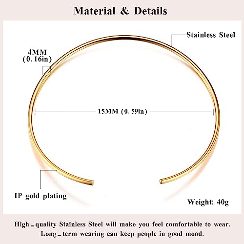 Mealguet Jewelry Fashion Must-Have Stainless Steel Gold Plated Metal Plain Cuff Chocker Collar Necklace For Women #TOP6