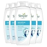 Simple Kind to Skin Sensitive Shower Gel ultra-gentle & hypoallergenic body wash for sensitive skin 450 ml Pack of 5