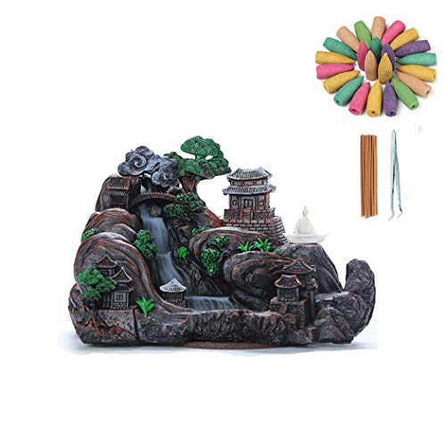 Tmore Incense Waterfall Burner Handmade Resin Incense Holder with 120 pcs Free Incense Cones for Home Office Yoga Meditation Aromatherapy