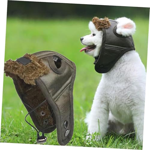 Sombrero Piloto para Perro Talla M Marrón miniatura 7