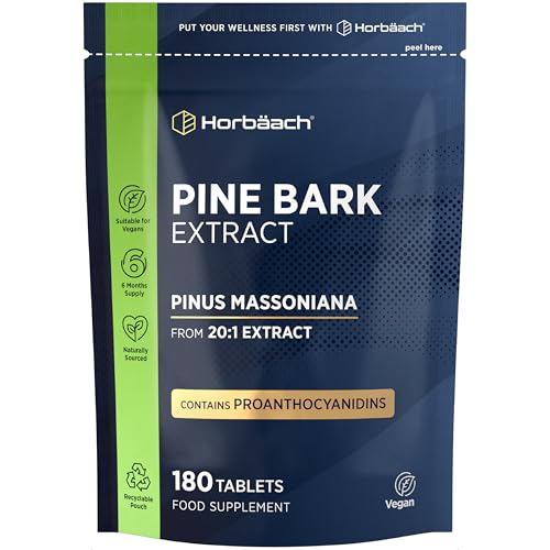 Pine Bark Extract 400mg | Providing Proanthocyanidins | Naturally Sourced | from 20:1 Pinus Massoniana Extract | 180 Tablets - 6 Months Supply | Vegan | by Horbaach