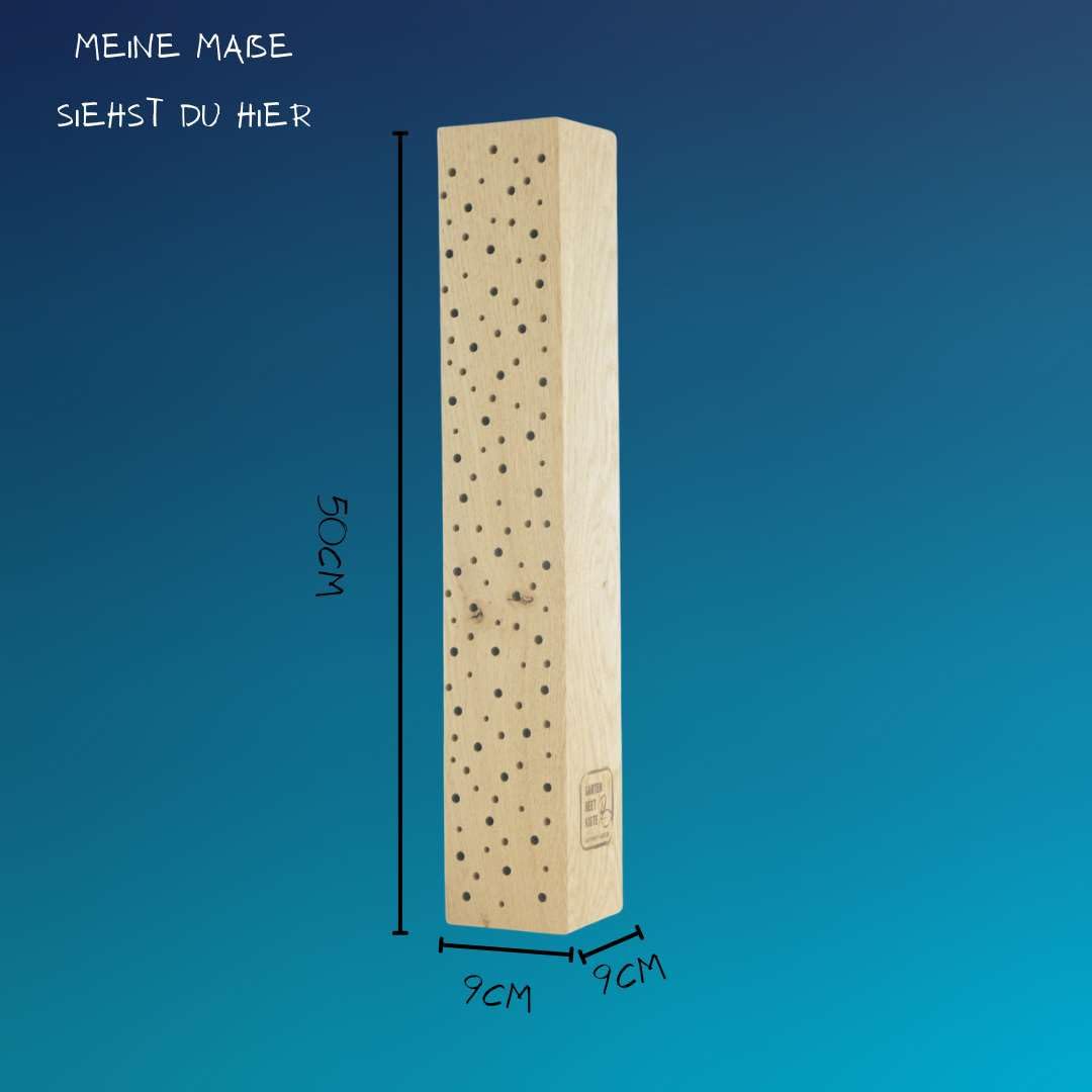 Casetta per api, tronco per insetti, in legno massiccio, per api selvatici, 50 cm