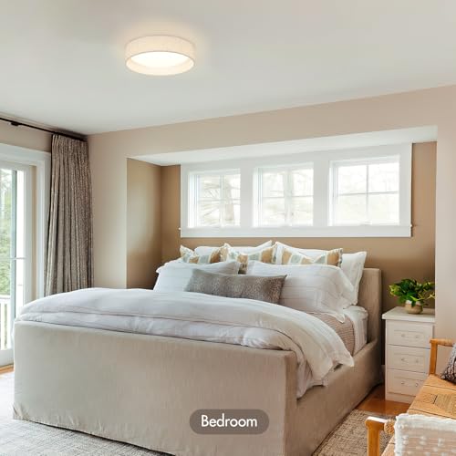 HILUXIA Modern Linen LED 13 Inch Ceiling Light Fixture with 36W 5CCT, Flush Mount Low Profile Room Lamp, Dimmable Minimalist Lighting for Bedroom, Kitchen, Hallway, Closet, Entryway by HILUXIA - Image 7