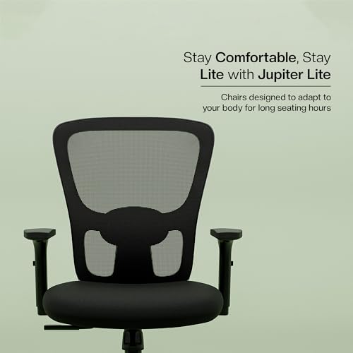 Image of Green Soul Jupiter Lite (Mid Back) | Ergonomic Office Chair for Work | 3 Year Warranty | Single-Lock Synchro Tilt Recline Mechanism | 1D Armrest | Material Nylon | Adjustable Lumbar | Black