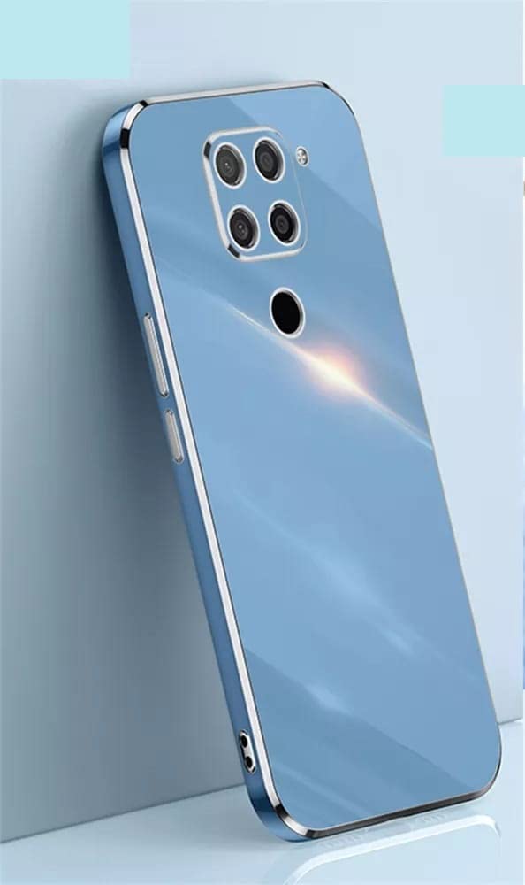 for Redmi Note 9 Luxury Square Plating Phone Case Solid Color Soft Silicone Back Cover (for Redmi Note 9 (Blue)