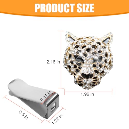 Image of Mandark Bling Leopard Car Air Vent Clip, 2PCS Crystal Rhinestone Vehicle Air Outlet Cheetah Print Decoration, Automotive Interior Ornament Accessories, Universal for SUV Sedan Truck (Gold)